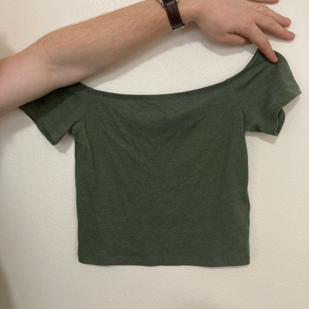 Off the shoulder green crop top